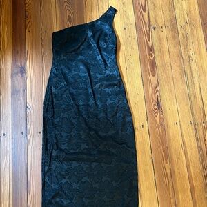 Lulus one shoulder floral burnout midi dress